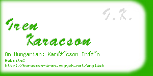 iren karacson business card